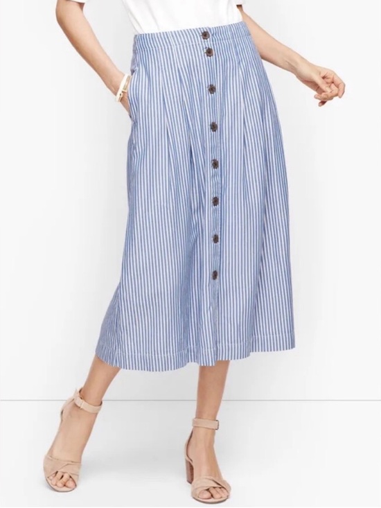 Talbots Dresses & Skirts - NWT Talbots Striped Blue White Nautical Button Down Midi Skirt sz 12